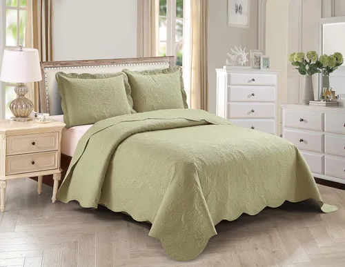 Miniatura 17 de Kids Zone Home Collection - Juego de colcha grande en relieve elegante, color liso, peso ligero, nuevo #Stacy (Beige, Twin)