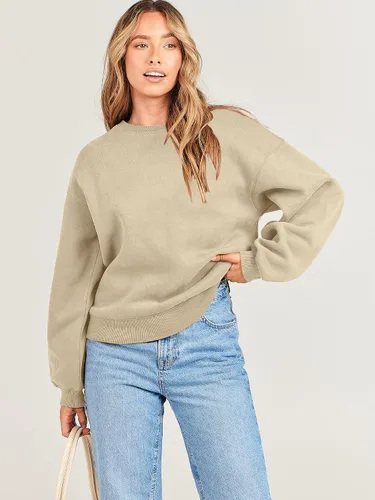 Miniatura 8 de ANRABESS Sudadera de manga larga para mujer, casual, cuello redondo, ajuste holgado, sudadera con capucha de forro polar para otoño