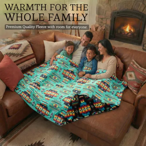 Miniatura 3 de Manta de forro polar Sacred Thread estilo azteca, reversible, manta nativa americana, manta para arreglar estilo occidental, nativa americana