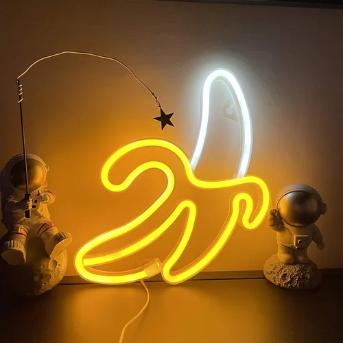Miniatura 7 de ENUOLI Letreros de neón de plátano, luz de neón de plátano de 11.4 x 7.9 pulgadas, luces LED de neón para decoración de pared, lámparas nocturnas