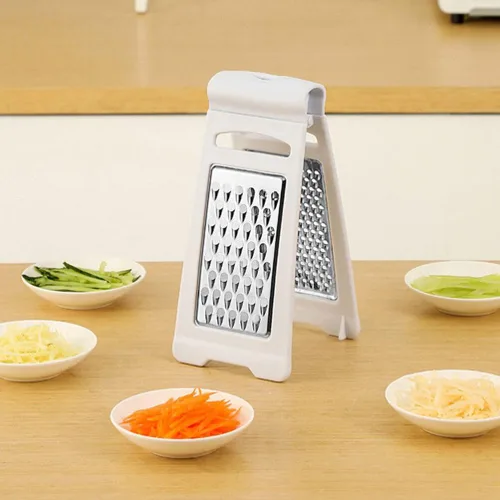 Miniatura 3 de UPKOCH Rallador de queso de mano, rallador de cocina de acero inoxidable con asa, cortador de frutas de doble cara, triturador manual de verduras