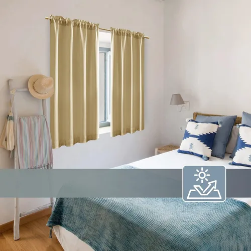 Miniatura 4 de Cortinas opacas de 48 pulgadas de largo, 34 pulgadas de ancho x 48 pulgadas de largo, cortinas opacas cortas con aislamiento térmico para Beige