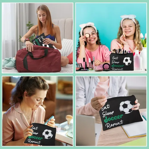 Miniatura 6 de Ziliny 12 bolsas de maquillaje, bolsa de cosméticos, regalos para niñas, bolsa portátil de lona con cremallera, organizador de artículos de tocador