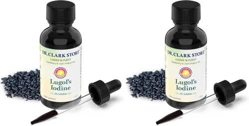 Miniatura 2 de Protector de estómago de Dr. Clark Store, contiene yodo Lugol al 2% de yodo granular – 1 onza líquida con un cuentagotas y tapa de cono para viajar