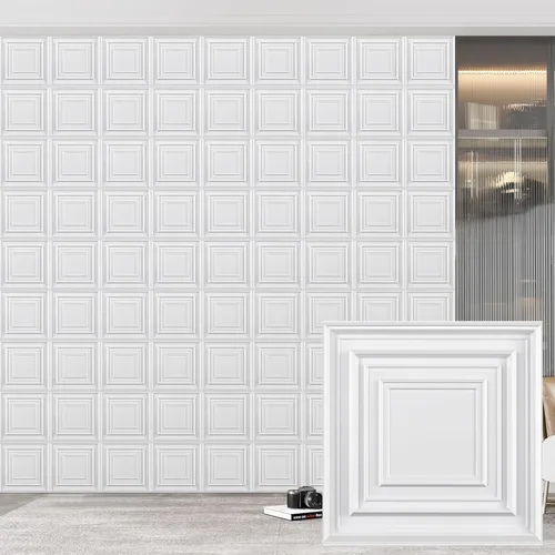 Miniatura 14 de Heikki Paquete de 30 Paneles de Pared 3D para Decoración de Pared Interior, Paneles de Pared con Textura de Flores de PVC para Sala de Estar