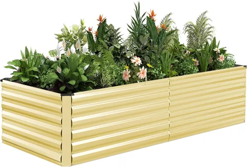 Miniatura 44 de NAVINE Cama de jardín elevada de 8 x 4 x 2 pies, macetas elevadas de metal grande, macetas para plantas al aire libre para verduras, flores