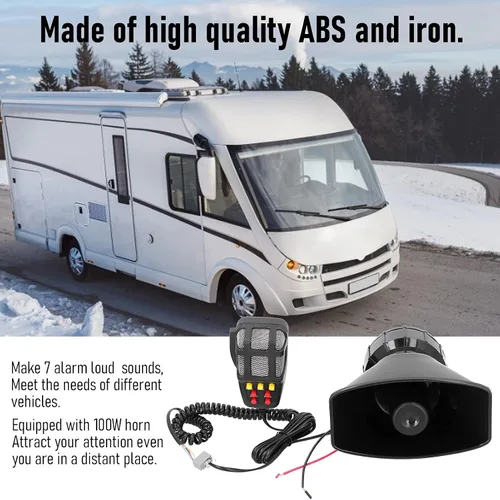 Miniatura 5 de Joyzan Sirena para Auto con Altavoz, Bocina, Micrófono, Sistema de Altavoces PA, Alarma de Advertencia de Sonido Eléctrico de 7 Tonos, Amplificador