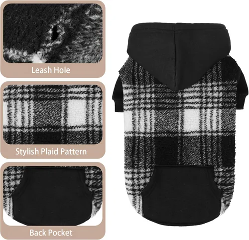 Miniatura 5 de PUPTECK Sudadera con Capucha para Perro Sudadera para Cachorro Suéter Cálido para Perro Ropa de Invierno Abrigos para Clima Frío para Perros Negro