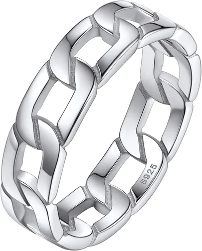 Silvora Anillos de plata de ley 925, anillos de cadena para mujeres y hombres, anillo de eternidad vintage, anillo de joyería tamaño 6-12