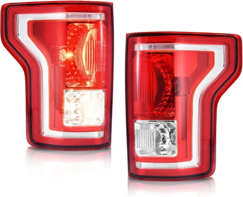 DWVO Conjunto de luces traseras compatible con Ford F-150 15-17 2015 2016 2017 15 16 17 (montaje de repuesto rojo transparente se vende por pares)