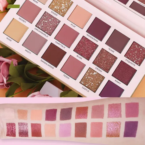 Miniatura 3 de Kit de maquillaje UCANBE para mujeres y adolescentes, paleta de 18 colores de sombra de ojos nude + 7 piezas de brochas de maquillaje suaves + bolsa