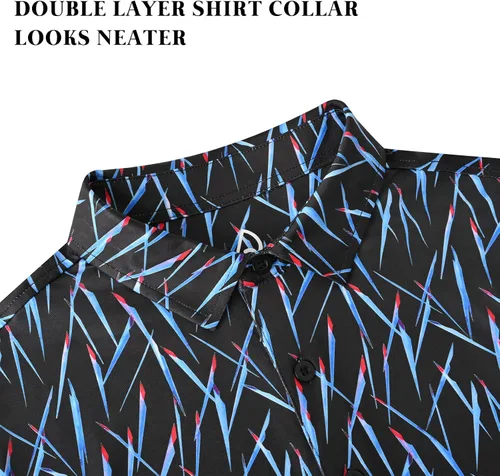 Miniatura 89 de DEOLAX Camisa de golf para hombre, con estampado de moda, atlética, de manga corta, clásica, casual, ajuste seco, suave, para hombres