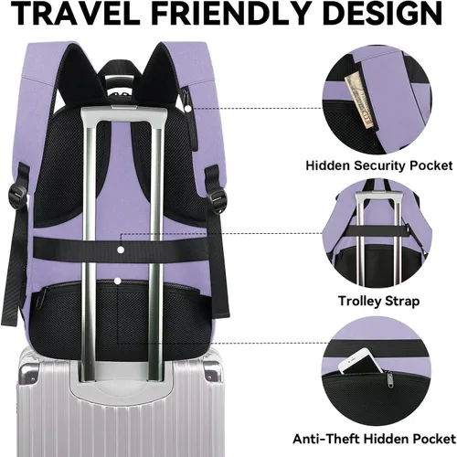 Miniatura 5 de Mochila para la escuela, mochila universitaria expandible de 15.6 pulgadas para niños y niñas, mochila de viaje antirrobo con puerto de carga USB