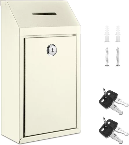 Yaocom Caja de Recolectión de Donaciones de Efectivo de Metal Caja de Sugerencias Segura con Cerradura Montada en la Pared Buzón de Entrega