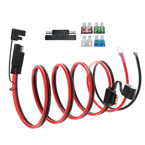 Miniatura 13 de ELFCULB Cable de extensión de conectores de batería SAE de 3.3 pies 10 AWG con 5 fusibles compatible con cargador de batería de generador solar, SAE