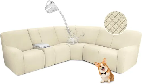 Miniatura 16 de ALIECOM Funda para Consola Central de Sillón Reclinable, Funda Elástica para Sofá Seccional Reclinable en Forma de L, Funda de Esquinas para Sofá