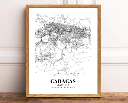 Miniatura 2 de Eleville 8X10 sin marco Caracas Venezuela Vista de la Ciudad Resumen Camino Moderno Mapa Arte Impresión Póster de Pared Oficina Decoración del Hogar