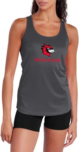 Miniatura 82 de Camiseta deportiva sin mangas oficial de la NCAA Collegiate para mujer, con espalda cruzada, logotipo primario, colección carbón