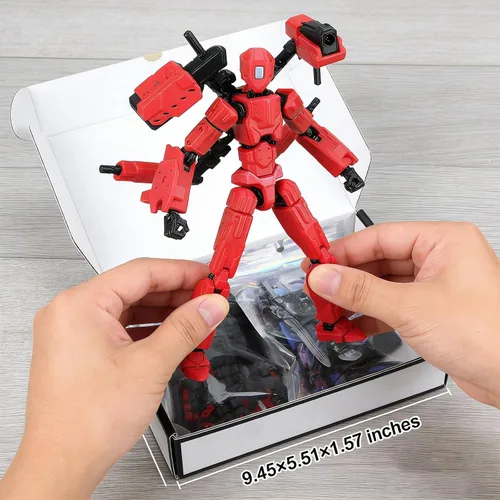 Miniatura 9 de Figura de acción T13 con cañón láser, robot Titan 13 rojo impreso en 3D articulado articulado articulado coleccionable, montaje coleccionable