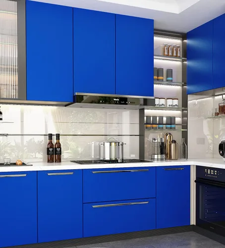 Miniatura 3 de FunStick Papel tapiz azul real, papel adhesivo azul mate para gabinetes, papel de pared extraíble autoadhesivo para paredes de habitación