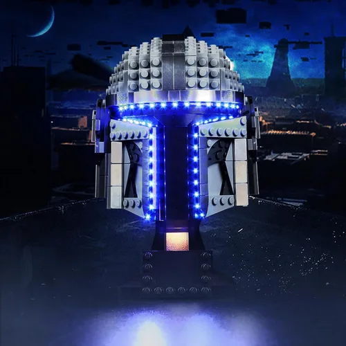 Miniatura 3 de Kit de luces mejorado compatible con Lego El casco de Mandalorian 75328, kit de modelo ensamblable, decoración de luces compatible con Lego 75328