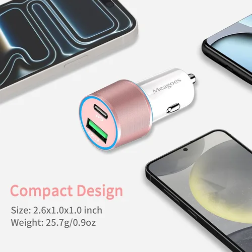 Miniatura 5 de Cargador de Coche Rosa de 67.5W USB C Super Carga Rápida, Bloque de 45W USBC y Puerto QC3.0 para iPhone 17 Pro Max/Air/16/15/iPad, Teléfono Celular