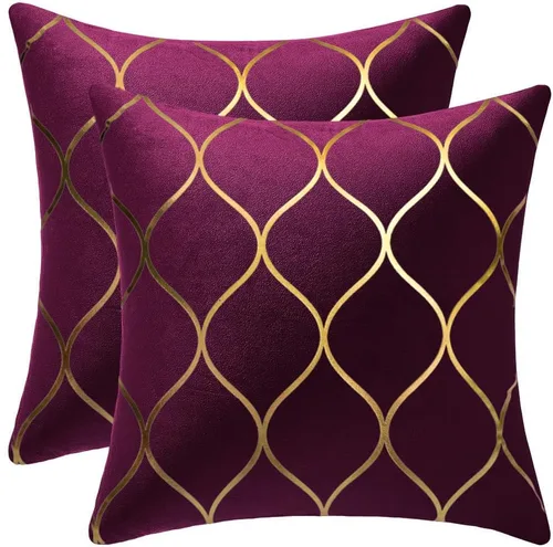 Miniatura 21 de DEZENE Fundas de almohada de terciopelo dorado de 16 x 16 pulgadas: paquete de 2 fundas de almohada cuadradas decorativas para dormitorio, sofá