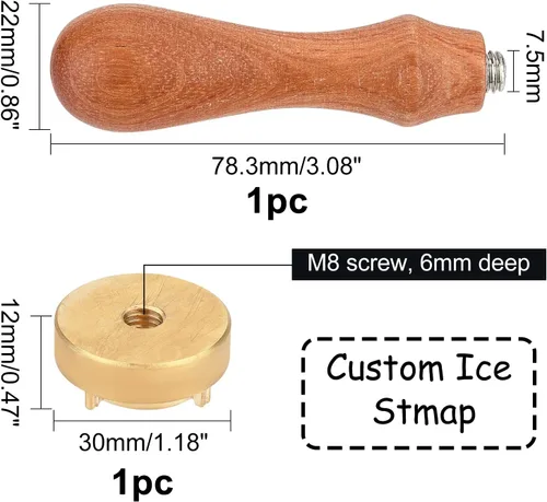 Miniatura 2 de OLYCRAFT Sello de hielo de 1.2 pulgadas, sello de hielo de brújula con bolsa de terciopelo, sello de bloque de hielo, sello de cóctel para cubitos