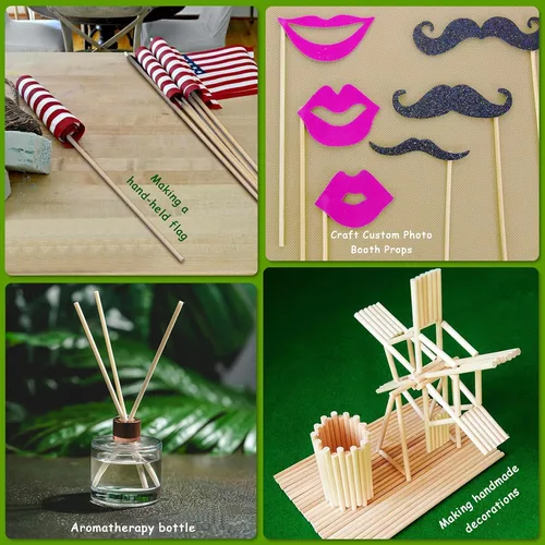 Miniatura 5 de Varillas de madera, 100 varillas redondas de madera de 1/4 x 6 pulgadas para manualidades, decoración del hogar, soporte de pasteles, accesorios