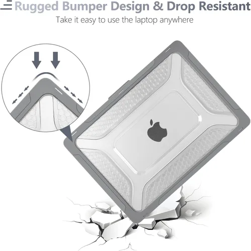 Miniatura 5 de Batianda Funda resistente mejorada para MacBook Air de 15 pulgadas M5 2026 2025 M4 2024 2023, TPU híbrido de panal + armadura de PC mate con soporte
