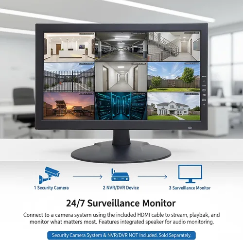 Miniatura 3 de 101AV Monitor de seguridad 4K escalado de 18.5 pulgadas con supermuestreo anti-aliasing (SSAA), HDMI (escala 4K/8MP), BNC/VGA, montaje VESA, detalle