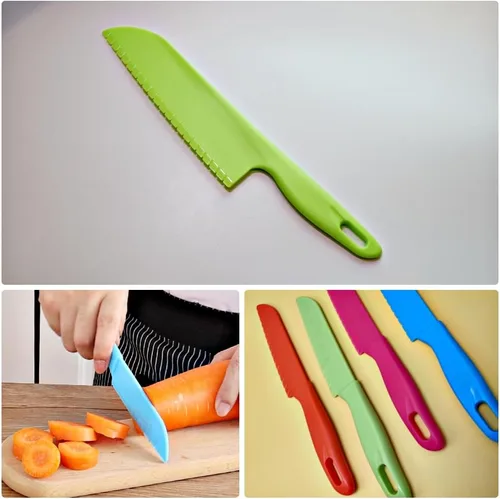 Miniatura 5 de Juego de cuchillos de plástico verde – Cuchillos grandes de 11 pulgadas y 8.7 pulgadas pequeños para cocina, preparación de alimentos y uso