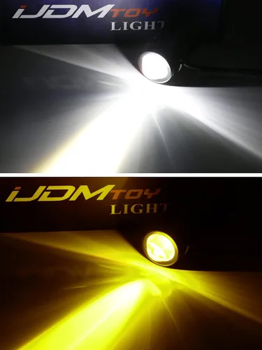 Miniatura 7 de iJDMTOY Juego de luz antiniebla de proyector LED mini de 20 W de alta potencia de 1 pulgada de color blanco/amarillo dual, ajuste universal