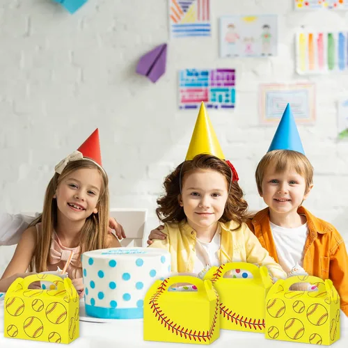 Miniatura 6 de gisgfim 12 cajas de regalo de fiesta de sóftbol, caja de regalos de caramelo de sóftbol para temática de sóftbol, cumpleaños, baby shower, fiesta