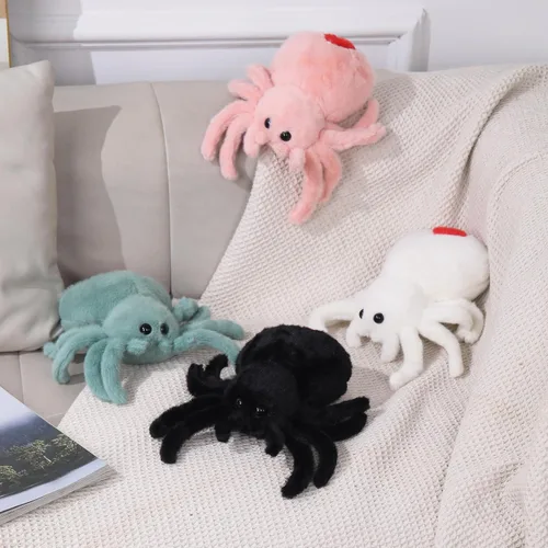 Miniatura 4 de Peluche de araña de Halloween, juguete de peluche de araña, lindo peluche de arañas, juguete de arañas saltadoras abrazable de 9.8 pulgadas, Blanco
