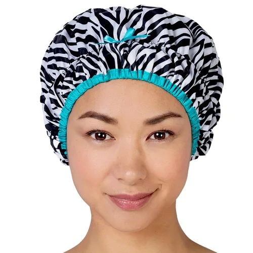 Miniatura 11 de Gorro de baño y ducha reutilizable forrado, gorro de ducha impermeable de gran tamaño, diseñado para todas las longitudes de cabello con forro