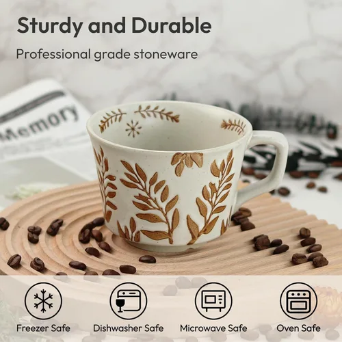 Miniatura 2 de Taza de Café de Cerámica, Taza de Té Única y Novedosa de 12 oz con Asa, Taza de Gres para Té Mocha Latte Cappuccino Espresso