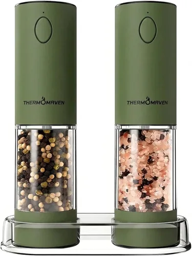 Miniatura 18 de ThermoMaven Juego de molinillo eléctrico de sal y pimienta, 3.7 fl oz más grande, recargable, automático, molinillo de sal y pimienta con 6 grosores