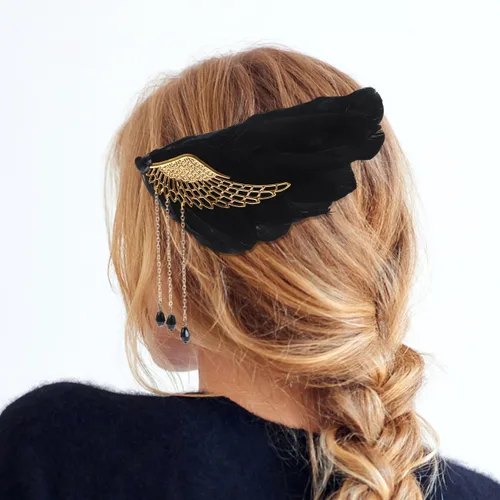 Miniatura 6 de Beaupretty Pinzas de pelo de ángel para adolescentes, niñas y mujeres, accesorios para el cabello de boda con borla para fiestas de vacaciones
