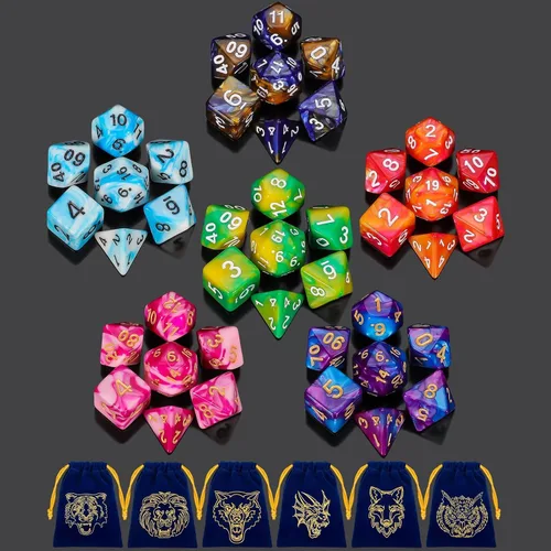Miniatura 13 de QMay DND Juego de Dados - 25x7 (175 piezas) Dados Poliédricos Compatibles con Dungeons and Dragons D&D RPG MTG Juegos de Mesa. 25 juegos de 7 dados