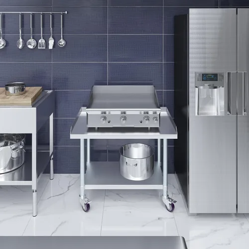 Miniatura 6 de AmGood Soporte de Equipo de Acero Inoxidable con Estante Inferior + Ruedas, Servicio Pesado, Grado Comercial, Certificado NSF