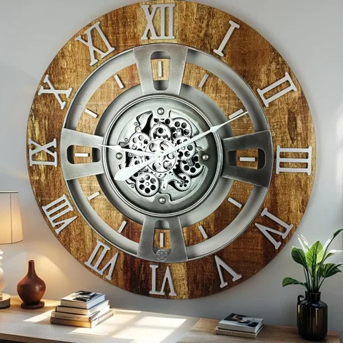 Miniatura 17 de ImprovingLife The Gears Reloj de pared con engranajes móviles reales línea Inglaterra (Verde Aguamarina, 24 pulgadas (60 cm))