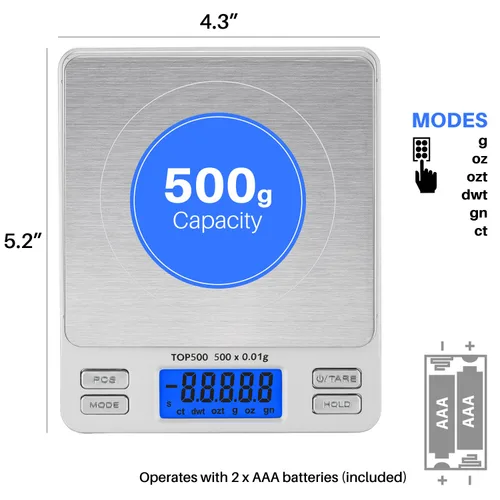 Miniatura 7 de Smart Weigh Báscula digital Pro de bolsillo 17.64 oz x 0.00 oz – 6 unidades: g, oz, gn, ozt, DWT, ct – Alta precisión para cocina, hierbas y joyas