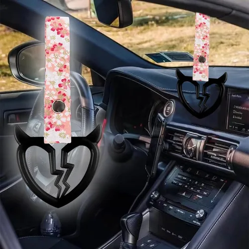 Miniatura 2 de Q1-TECH, JDM Tsurikawa Anillo japonés de metro, tren, autobús, mango de coche, cuerno de diablo, mango de corazón roto, correa de mano, parachoques