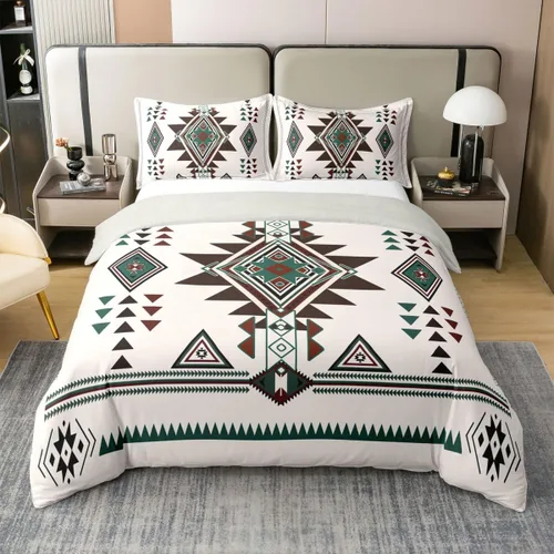 Miniatura 16 de Funda de edredón 100% algodón estilo bohemio del suroeste – Funda de edredón étnica tribal flecha – Juego de decoración de dormitorio completo