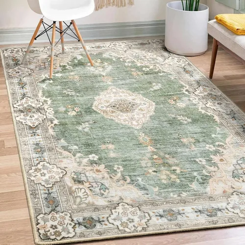Miniatura 52 de Alfombra Verde MUJOO de 8'x10', Alfombras de Área para Sala de Estar, Alfombras Lavables, Alfombra Grande de Área, Alfombra Boho de Área de 8'x10
