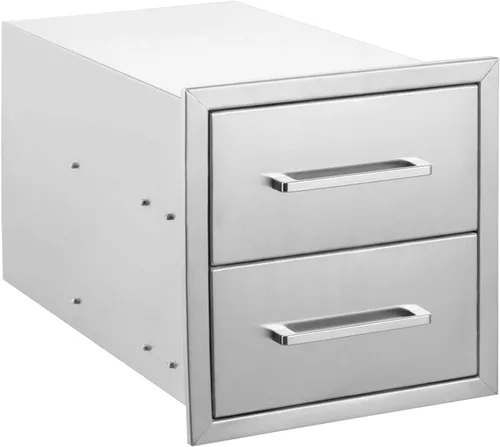 Miniatura 13 de Cajón de cocina para exteriores de 18 pulgadas de ancho, de acero inoxidable, doble cajón, montaje empotrado para isla de cocina al aire libre