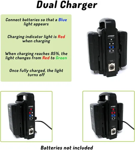 Miniatura 3 de Wasabi Power Cargador dual para montaje en V/V Lock Cargador de batería con salida de fuente de alimentación DC 16.8V compatible con cualquier