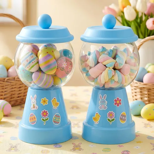 Miniatura 5 de Thyle Tarro de plástico para dulces de 27 onzas con tapa, tarro de caramelo de cerámica, contenedor de almacenamiento de alimentos para Pascua