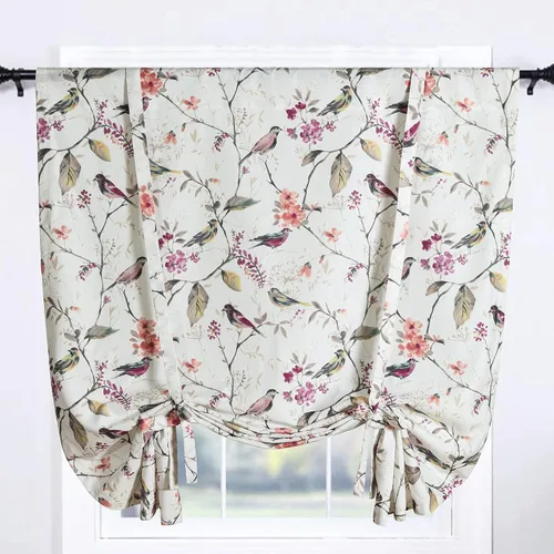 Miniatura 9 de Leeva - Cortinas pequeñas con estampado de pájaros, 24 pulgadas de largo, conjunto de paneles para ventanas, diseño de estampado de pájaros
